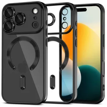 Tech-Protect Magflex MagSafe hrbtni pokrov za Apple iPhone 17 Pro Max, sijoče črn (TPU/PC)