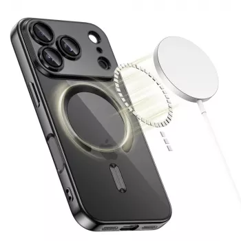 Tech-Protect Magflex MagSafe hrbtni pokrov za Apple iPhone 17 Pro Max, sijoče črn (TPU/PC)