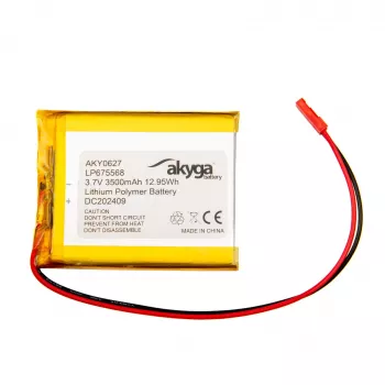 Akyga AKY0627 LP675568 Li-Po baterija 3,7 V 3500 mAh s PCM, JST 2,54 mm 2-Pin, 150 mm kabel
