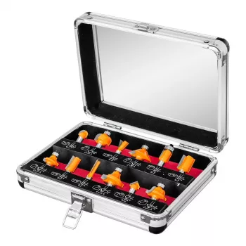 NEO TOOLS 12-delni komplet frezal iz volframovega karbida, 8 mm nastavek, lesena škatla