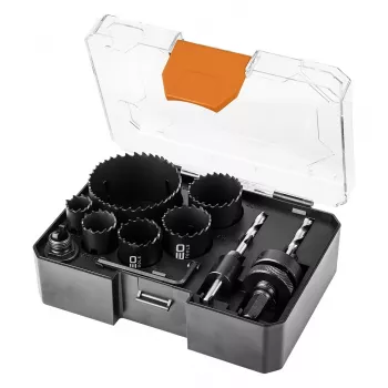 NEO TOOLS komplet bimetalnih luknjačev Co8% (19, 25, 30, 35, 40, 68 mm), 9-delni