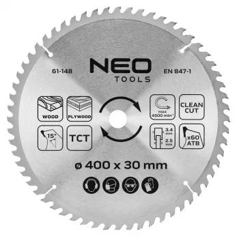 NEO TOOLS rezilo krožne žage, s karbidnimi zobmi, 400 x 30 mm, 60 zob