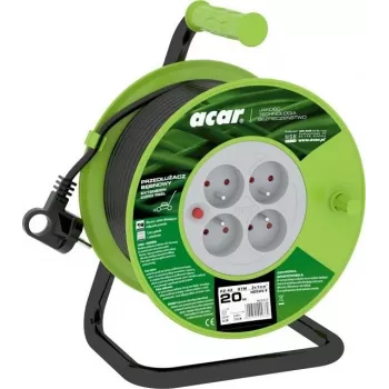 Povratni podaljševalni kabel ACAR PZ-4Z/OTM H05VV-F 3G1.0 20m s toplotno zaščito, 4 vtičnice Schuko, 230V/10A, IP20, črno-oranžen