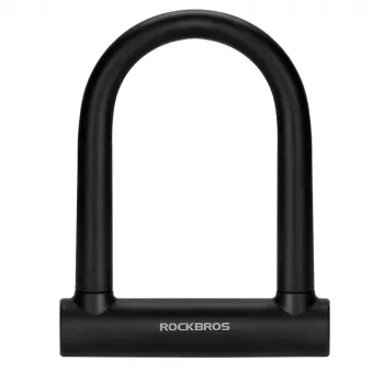 Kolesarska ključavnica U-Lock Rockbros RKS610-BK - črna, kaljeno jeklo, lok 14mm, varnost 8/10, 2 ključa, nosilec