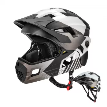 Otroška kolesarska čelada ROCKBROS TS-61 Convertible Full-Face z odstranljivim ščitnikom za brado, velikost M (54-57 cm), siva