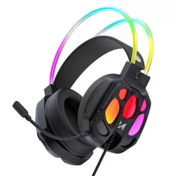 Wozinsky WSG-1118 žična igralna slušalka z RGB osvetlitvijo in mikrofonom - črna