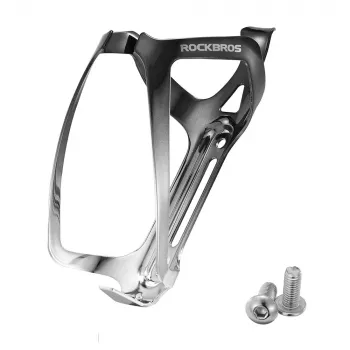 ROCKBROS RKL02 nosilec za kolesarsko steklenico iz aluminijeve zlitine - črno-srebrn