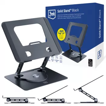 3MK Solid Stand - črno univerzalno stojalo za pametne telefone in tablice