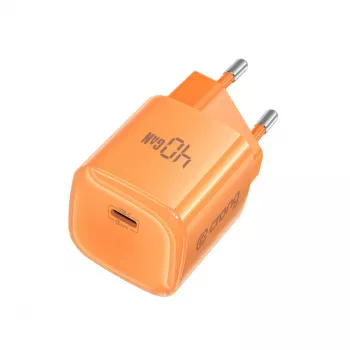 Crong NEO GaN polnilnik 40W USB-C PD 3.2 z AVS, oranžen