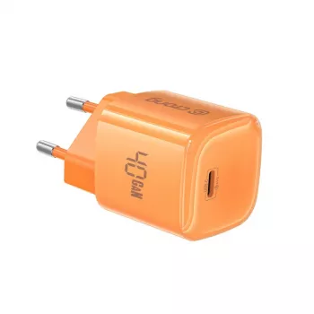 Crong NEO GaN polnilnik 40W USB-C PD 3.2 z AVS, oranžen