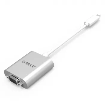ORICO PTAV adapter USB-C na VGA in 3,5-mm avdio, Full HD 1080p, 15 cm, srebrn