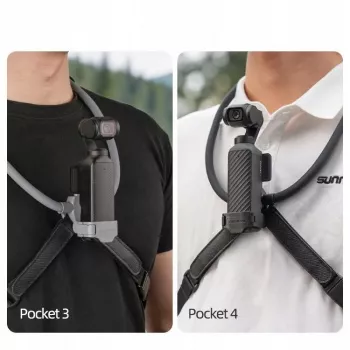 SUNNYLIFE prilagodljiv nosilec za nošenje okoli vratu za DJI Osmo Pocket 3/4, POV akcijske kamere, črn
