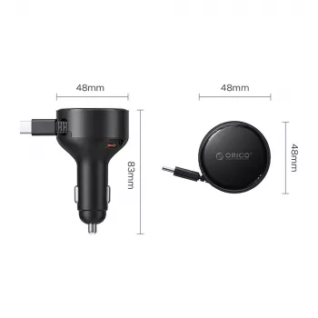 ORICO FC-60-2C 60W zložljivi USB-C avtomobilski polnilnik, črn