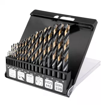 NEO TOOLS HSS-CNC komplet svedrov za kovino, 124°, Pro-Tec, 1,0–10,0 mm, 19-delni