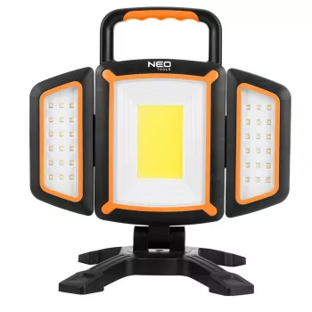 NEO TOOLS 99-125 polnilna COB LED delovna svetilka 2000lm, 20W, 6500K hladno bela, 4400mAh Li-ion, USB-C, magnetno podnožje, IP44