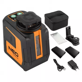 NEO TOOLS 75-144 Green Beam 5-linijski laserski nivelir 20 m z magnetno pritrditvijo in kovčkom