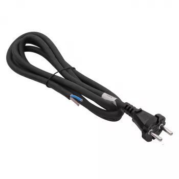 Akyga AK-OT-06S gumijasti napajalni kabel H05RR-F 2 x 1,5 mm², vtič CEE-7/17 na odprt konec, 5 m, črn