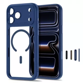 TECH-PROTECT MagPeak MagSafe prozorni ovitek za iPhone 17 Pro Max / 18 Pro Max – temno moder