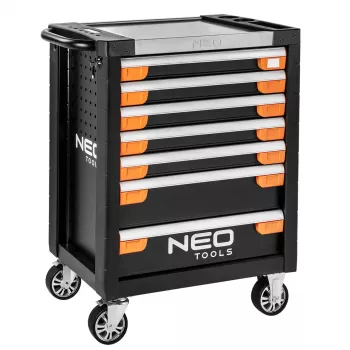 NEO TOOLS delovna omara s 7 predali PRO 84-220 | nosilnost 280 kg, predali s krogličnimi ležaji, rdeče-črna