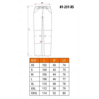 NEO Tools 81-231-XS zaščitne delovne hlače, sive z zelenimi poudarki, velikost XS, 100 % bombaž, 270 g/m², CE certificirane