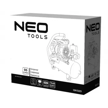 NEO TOOLS TOP-12K020 24L oljno mazan zračni kompresor, 1,5 kW, 8 bar, 180 L/min, 230V