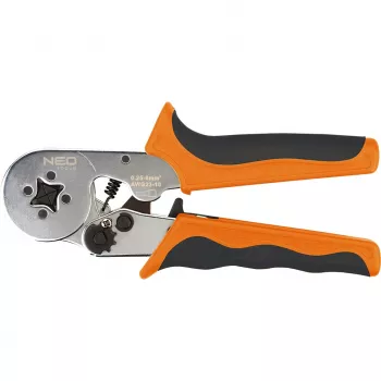 NEO Tools samonastavljive klešče za stiskanje končnih tulcev 0,25-6 mm² (AWG 23-10), kvadratno stiskanje, ergonomski dvokomponentni ročaj, 200 mm