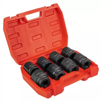 NEO TOOLS komplet nasadnih ključev 3/4 inch za udarni vijačnik, 26-38 mm, 8-delni, Cr-Mo jeklo, črno fosfatirano, DIN 3121, s plastičnim kovčkom