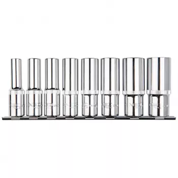 NEO TOOLS 1/2 inch dolgi nasadni ključi z večzobnim profilom, set 8 kosov