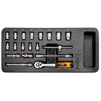NEO TOOLS komplet nasadnih ključev 1/4 inch, 19-delni, vložek