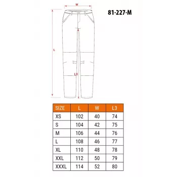 NEO Tools 81-227-M zaščitne delovne hlače z oxford ojačitvijo kolen, sivo-oranžne, velikost M