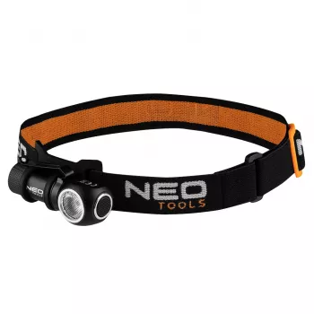 NEO TOOLS polnilna čelna svetilka 600lm, USB magnetno polnjenje, CREE XPG3 LED