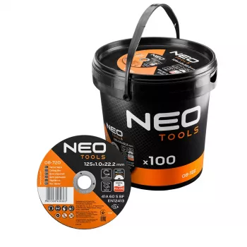 NEO TOOLS rezalne plošče za kovino 41A 60 S BF - 125x1,0x22,23 mm JEKLO/INOX, 100 kosov v vedru