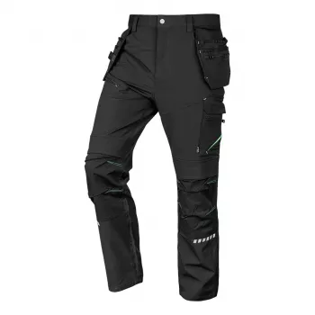 NEO TOOLS Mix&Match delovne hlače z žepi za orodje, 4-smerni raztegljiv material, ojačane s Corduro, črne, velikost S