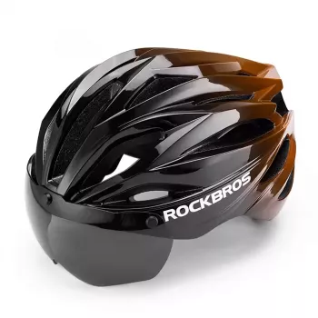 ROBOROCK Rockbros kolesarska čelada s snemljivim magnetnim vizirjem, UV400 zaščita, 22 prezračevalnih odprtin, nastavljiv gumb, unisex mat črno-rjava
