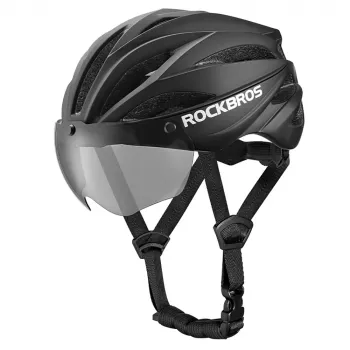 ROBOROCK Rockbros kolesarska čelada s snemljivim magnetnim vizirjem, UV400 zaščita, 22 prezračevalnih odprtin, nastavljiv gumb, unisex mat črno-rjava