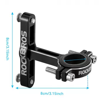 ROCKBROS KS-416 aluminijast nastavljiv adapter za košaro za bidon, črn