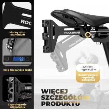 ROCKBROS adapter za košaro za bidon pod sedežem, aluminijast, črn