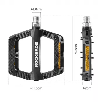 ROCKBROS BP2501 odsevna najlonska kolesarska pedala, črna