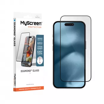MyScreen Diamond Glass zaščitna folija za zaslon za Apple iPhone 18 Pro Max – 9H kaljeno steklo, HD jasno, proti prstnim odtisom, namestitev brez mehurčkov