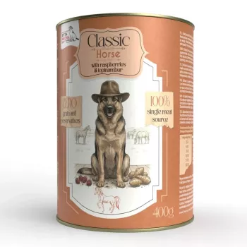 SYTA MICHA Classic Mono konj z malinami in topinamburjem - mokra hrana za pse - 400g