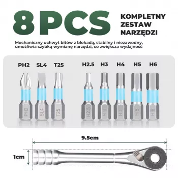ROCKBROS TG-8601 ragljasti kolesarski večnamenski pripomoček z S2 jeklenimi nastavki, cilindrično aluminijasto ohišje, črn