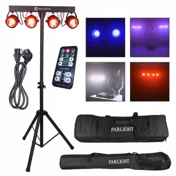 LIGHT4ME LED BAR COB PAR 4x30W RGB LED reflektor s stojalom in zaščitnim pokrovom
