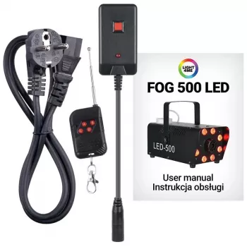LIGHT4ME FOG 500 LED generator megle, 500 W, RGB LED, 0,5 L posoda, žični daljinski upravljalnik