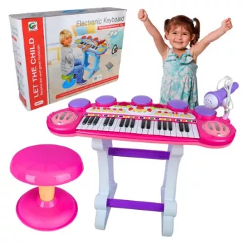 Izobraževalne elektronske klaviature SUPRIMO EVA z mikrofonom, 37 tipk, 8 zvokov, 8 ritmov, snemanje, na baterije, večbarvne