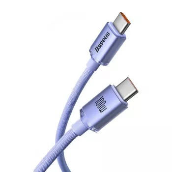 Baseus USB-C na USB-C Crystal Shine 100W PD hitri polnilni in podatkovni kabel, 1,2 m, vijoličen