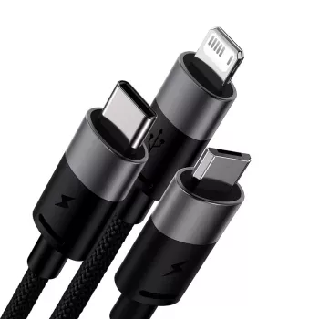Baseus StarSpeed USB 3-v-1 večnamenski polnilni kabel USB-C + Micro USB + Lightning 3,5A 1,2m črn