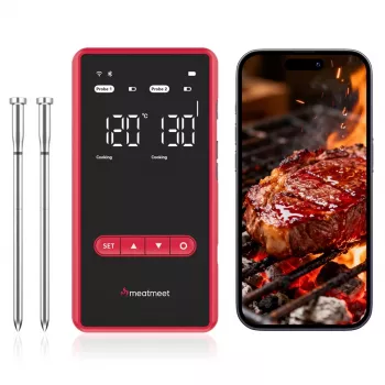 METAPEN Meatmeet X Pro Bluetooth/Wi-Fi kuhinjski termometer z aplikacijo za žar, pečico, prekajevanje - črn