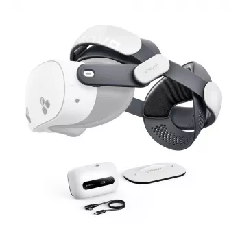 Naramnica z baterijo BOBOVR M3 Pro+ s 6500 mAh baterijo in polnilno postajo za Meta Quest 3/3S – bela