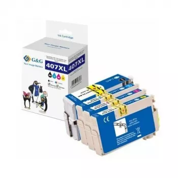 G&G združljiv 4 paket kartuš s črnilom visoke zmogljivosti za Epson 407XL (črna, cyan, magenta, rumena)