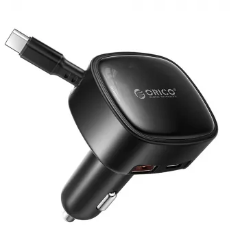 ORICO FC-66-1A2C 66W avtomobilski polnilnik z izvlečnim USB-C kablom - črn